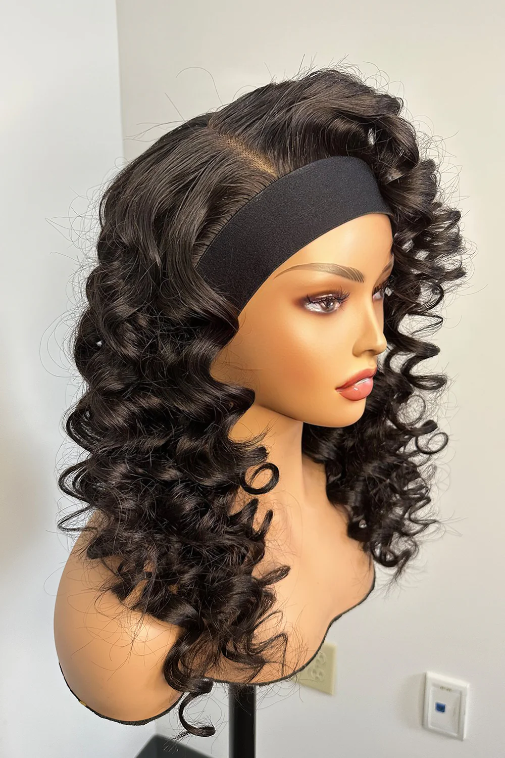 Upgrade Top Lace Headband Wigs Fashion Curly Side Part - Image 5