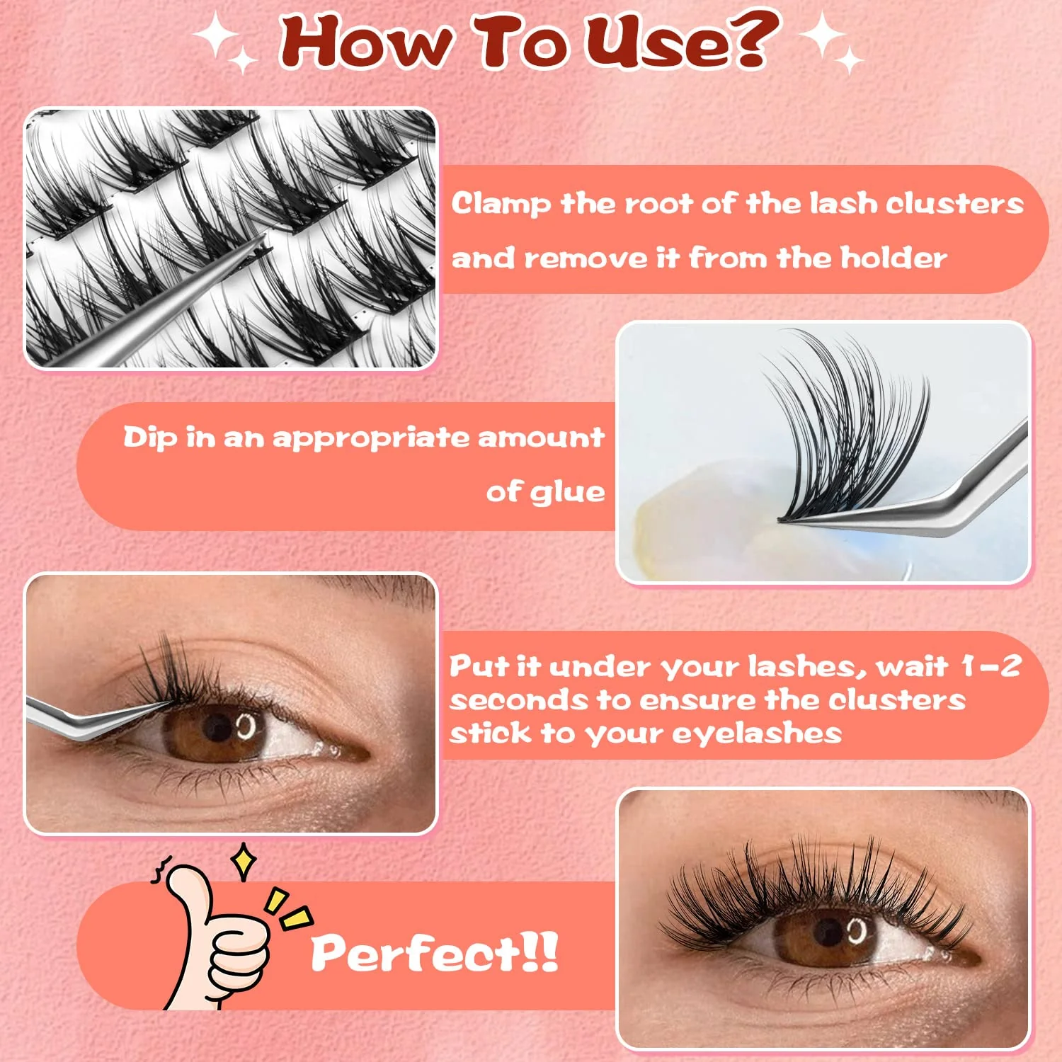 Dense Lash Clusters DIY Eyelash Extensions 63PCS 10-14MM - Image 3