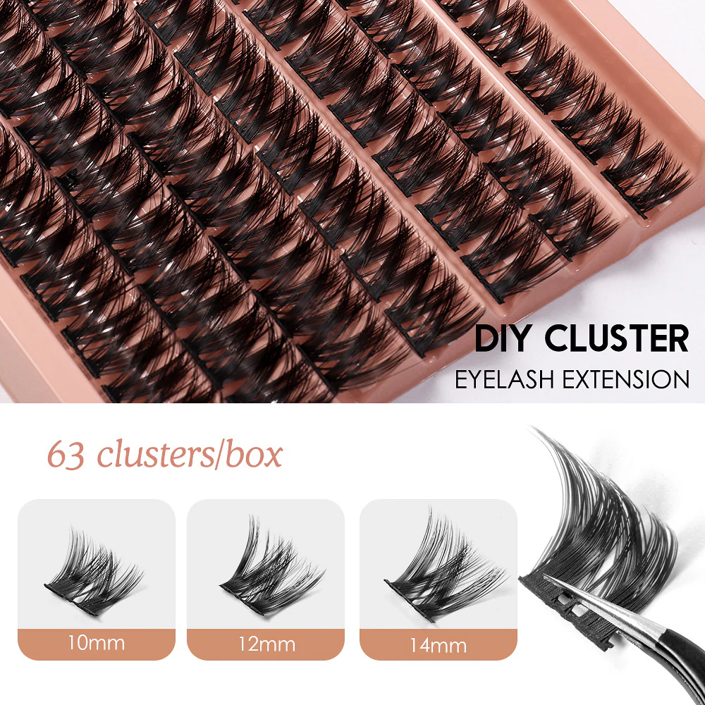 Dense Lash Clusters DIY Eyelash Extensions 63PCS 10-14MM - Image 5