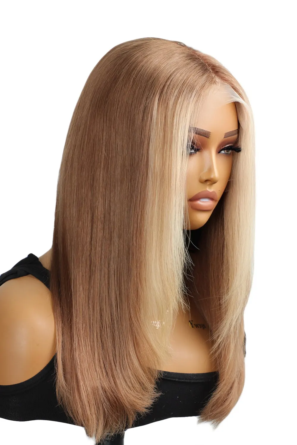 Layered Wolf Cut Skunk Stripe Wig Blonde Highlights Glueless - Image 3