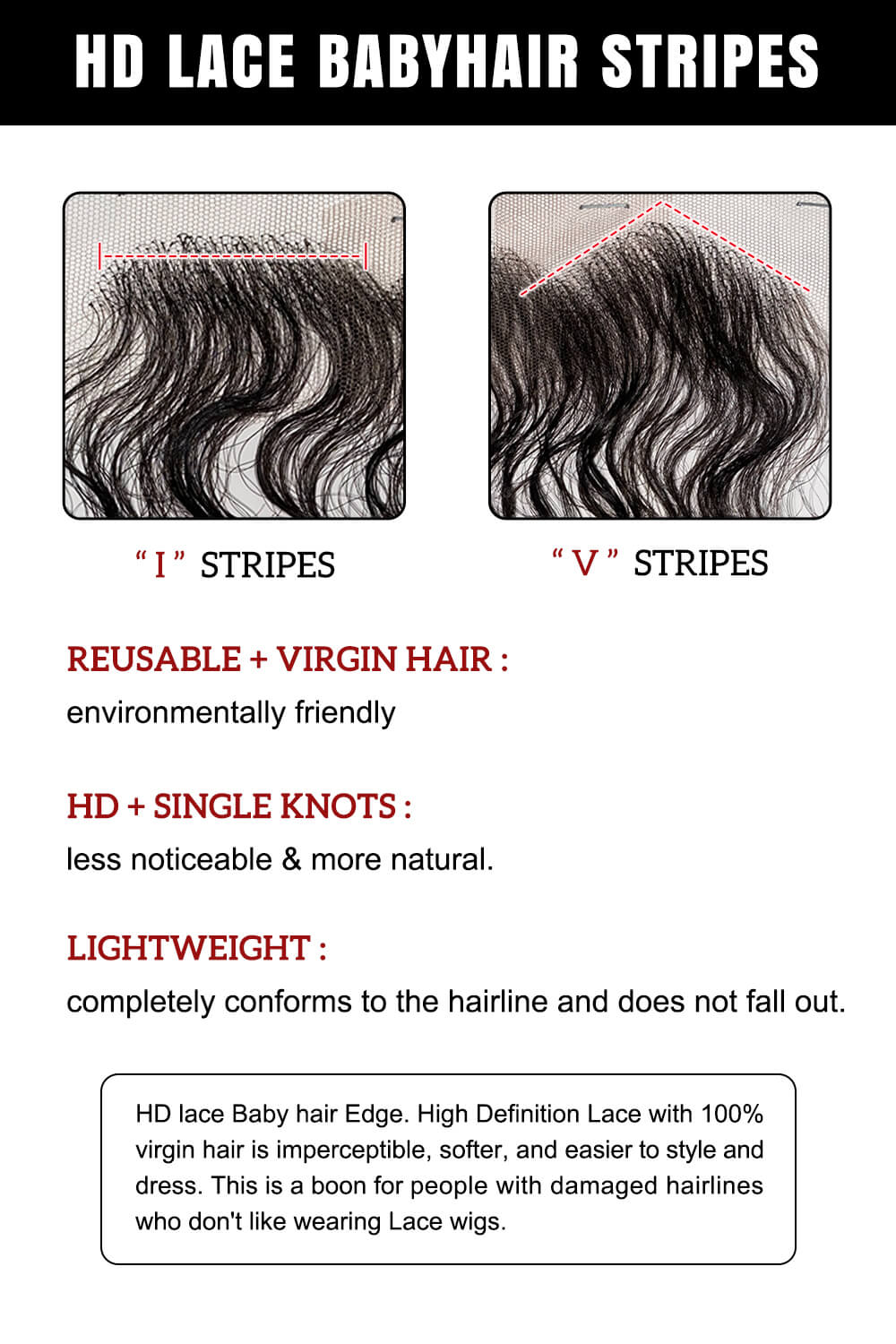 Long Curly and Wave Reusable HD lace Baby Hair Edges 10 Inch - Image 4