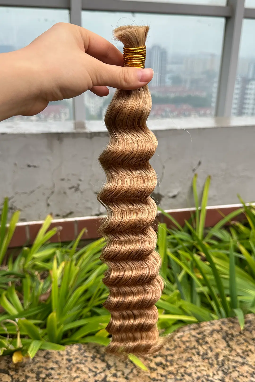 Double Drawn Medium Blonde Bulk Hair Loose Deep Wave BU38 - Image 4