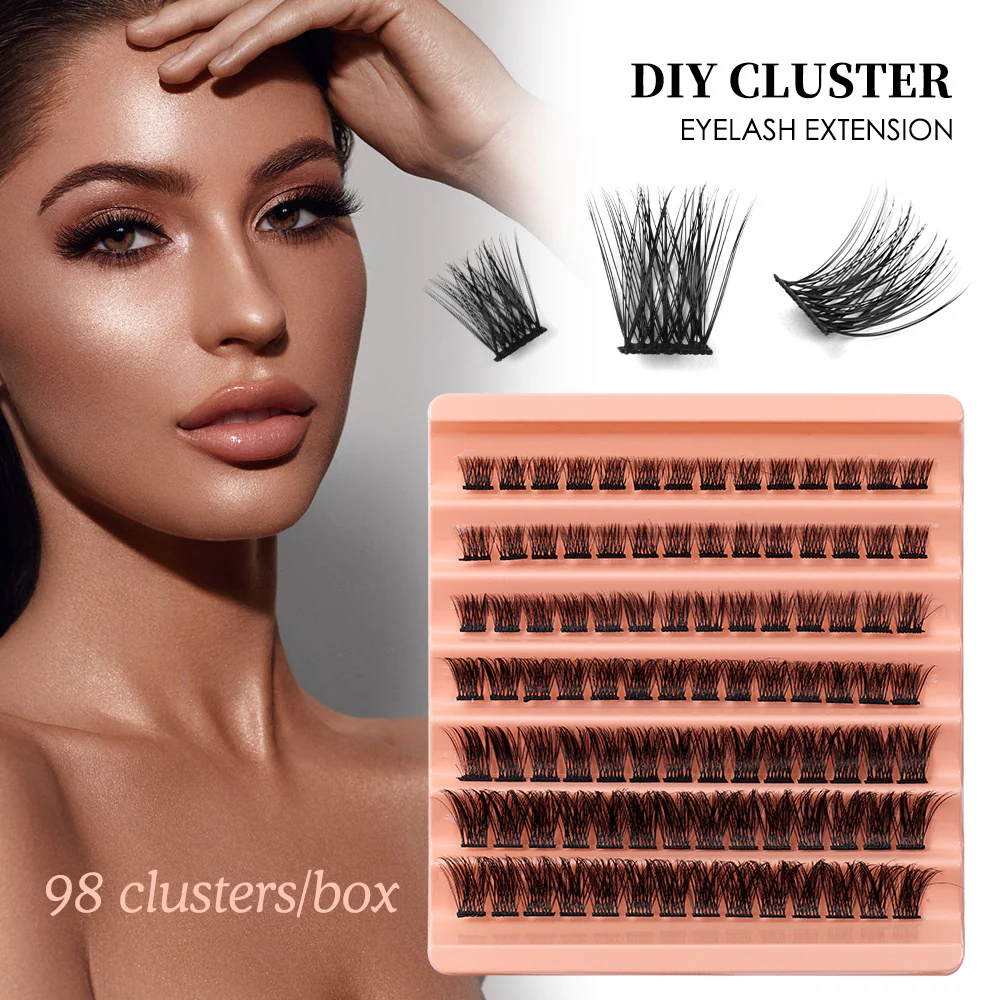 Natural Dense Lash Clusters DIY Eyelash Extensions 98PCS 8-16MM