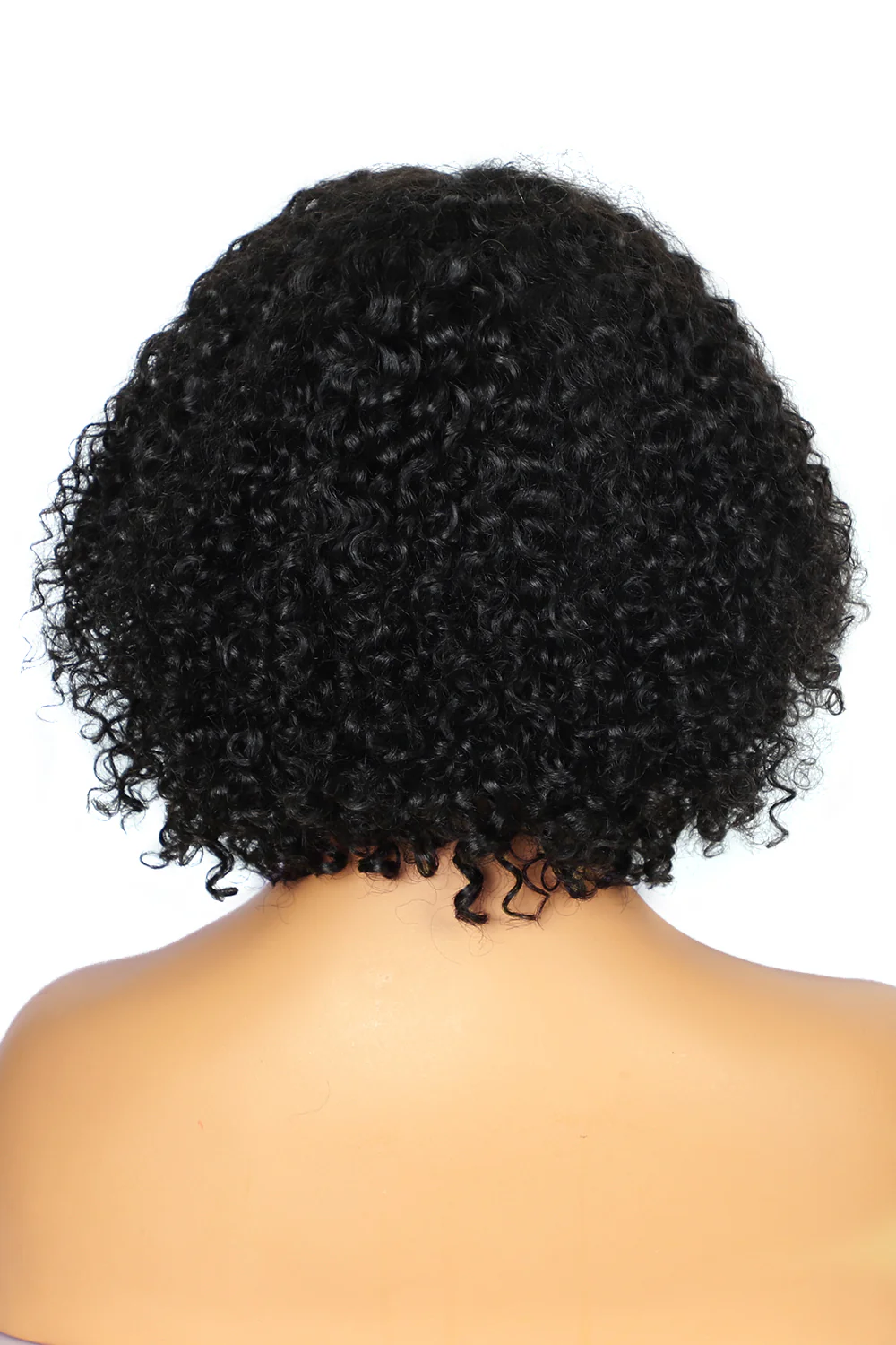 No Glue Lace Top Wigs 12 inch Curly Bob Human Hair with Bangs - Image 3