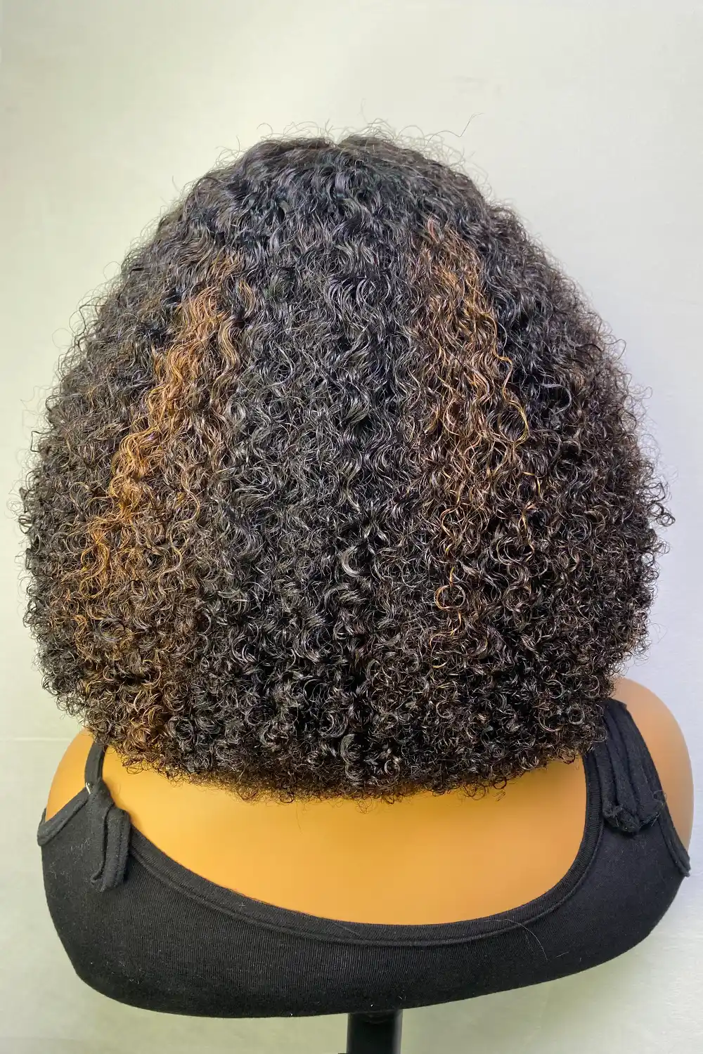 No Glue Wigs With Lace Front Top and Bangs Highlight Brown Curly - Image 5
