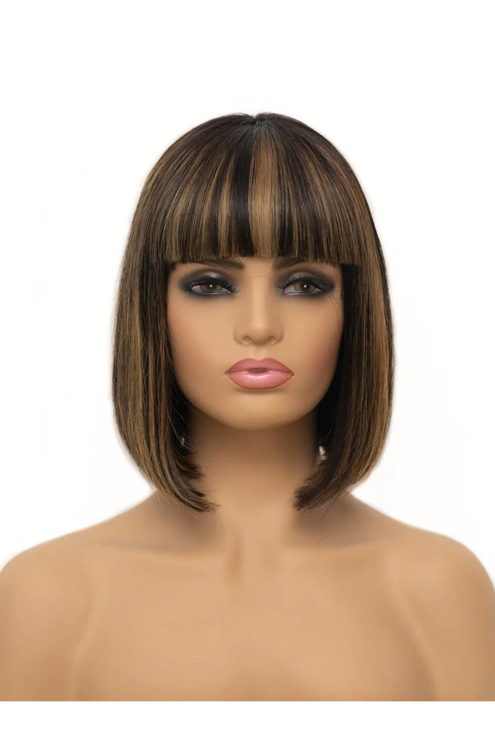 Non Lace Wig With Head Spin Highlight 99J&27# Straight Human Hair MM12 - Image 3