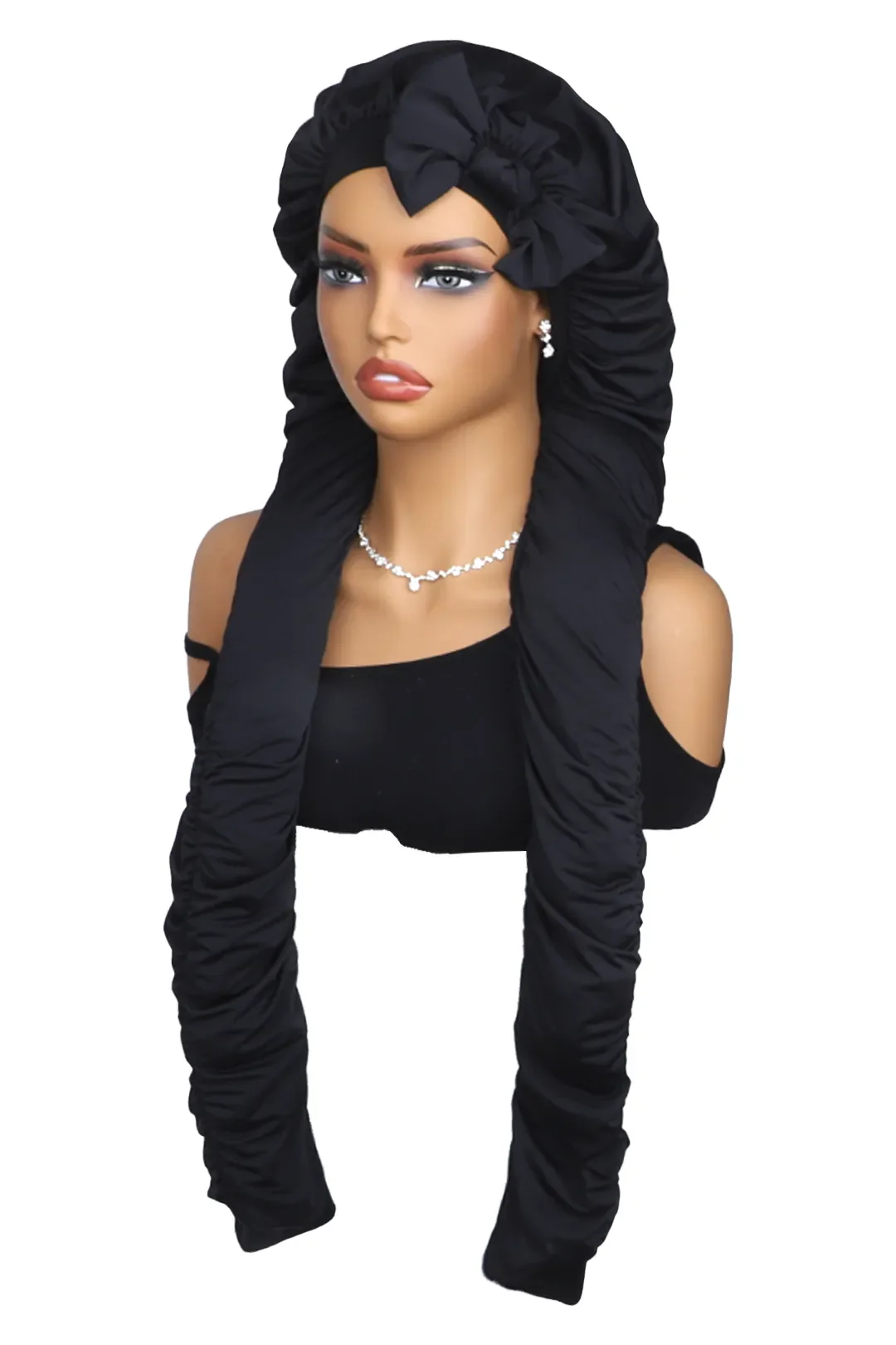 Pantyhose Sleeping Bonnet for Long Braids & Hair Elastic Satin - Image 2