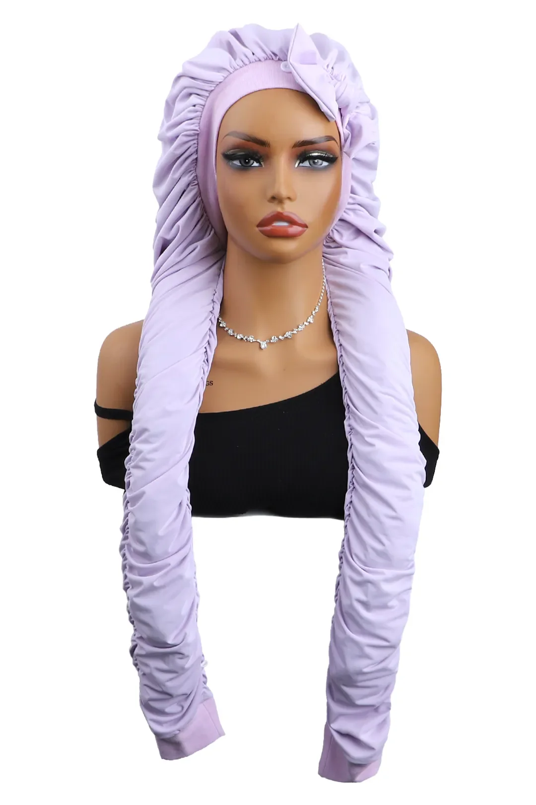 Pantyhose Sleeping Bonnet for Long Braids & Hair Elastic Satin - Image 6