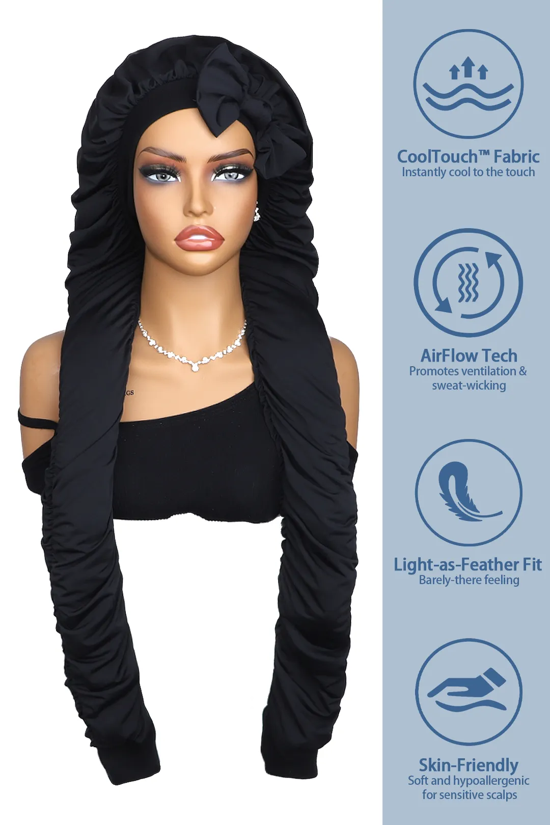 Pantyhose Sleeping Bonnet for Long Braids & Hair Elastic Satin - Image 7