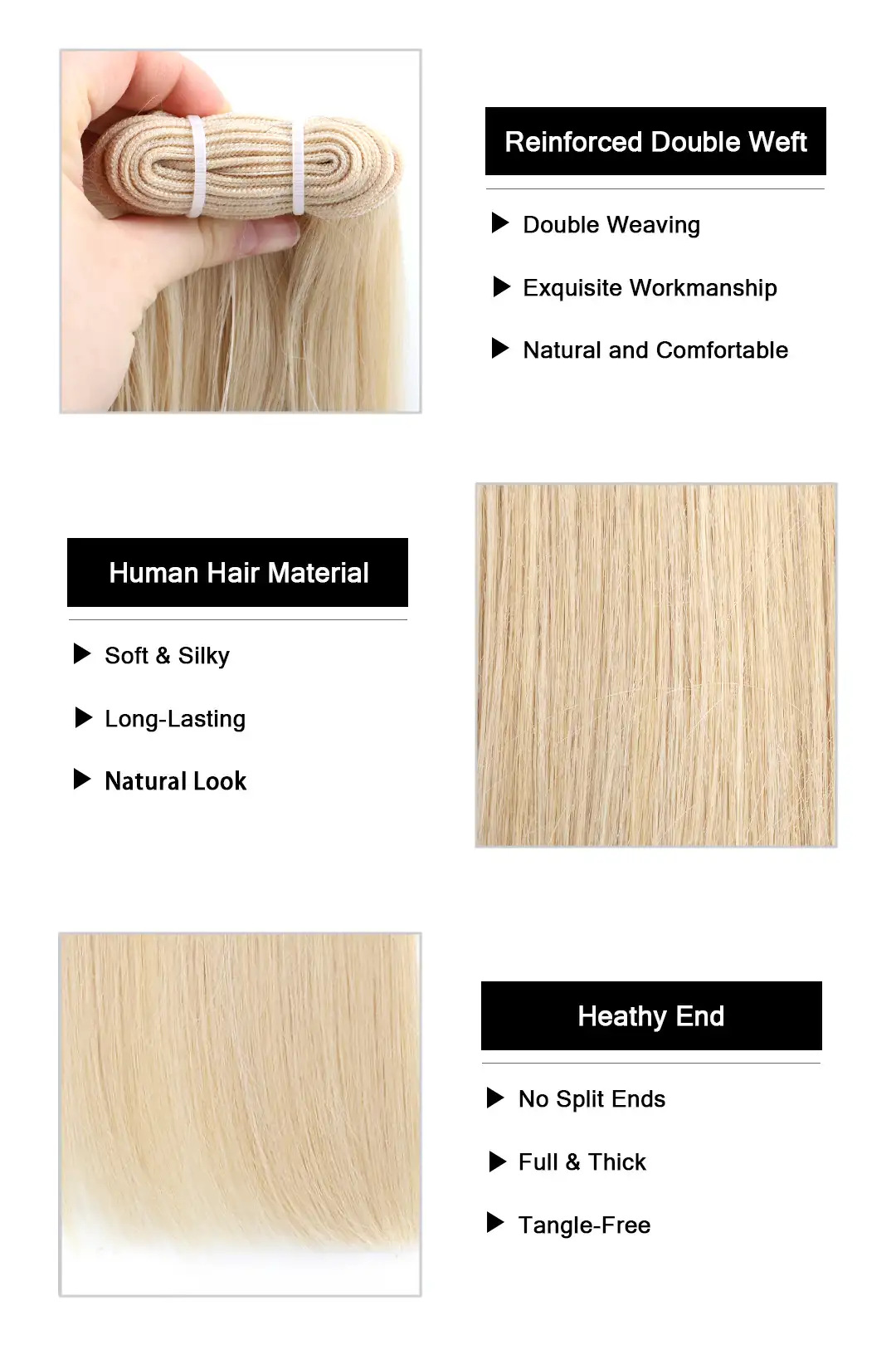 Platinum Blonde Bundles #60A Sew-in Extensions Straight Virgin Hair - Image 5