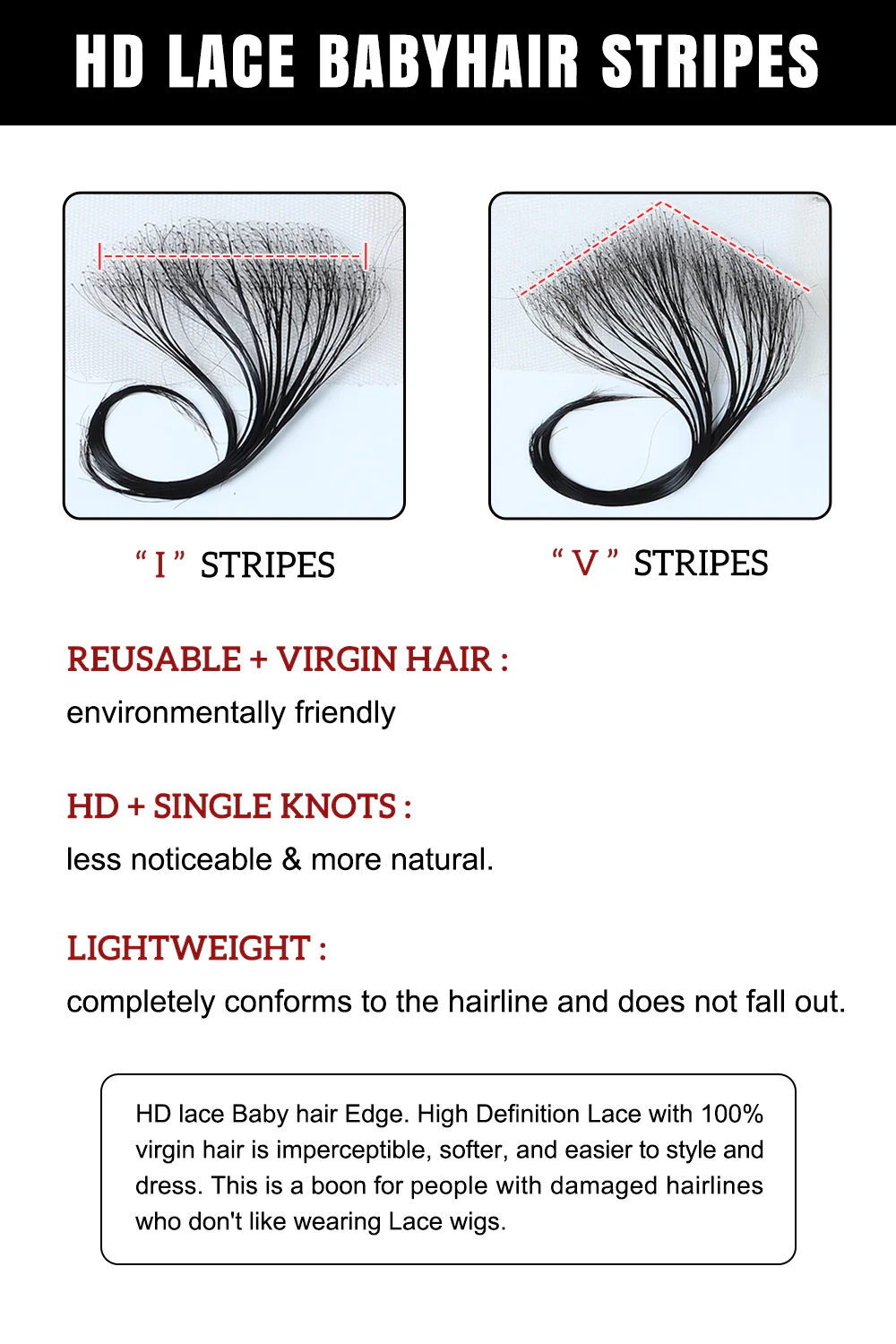 Reusable HD lace Baby Hair Edges 5-6 Inch - Image 2