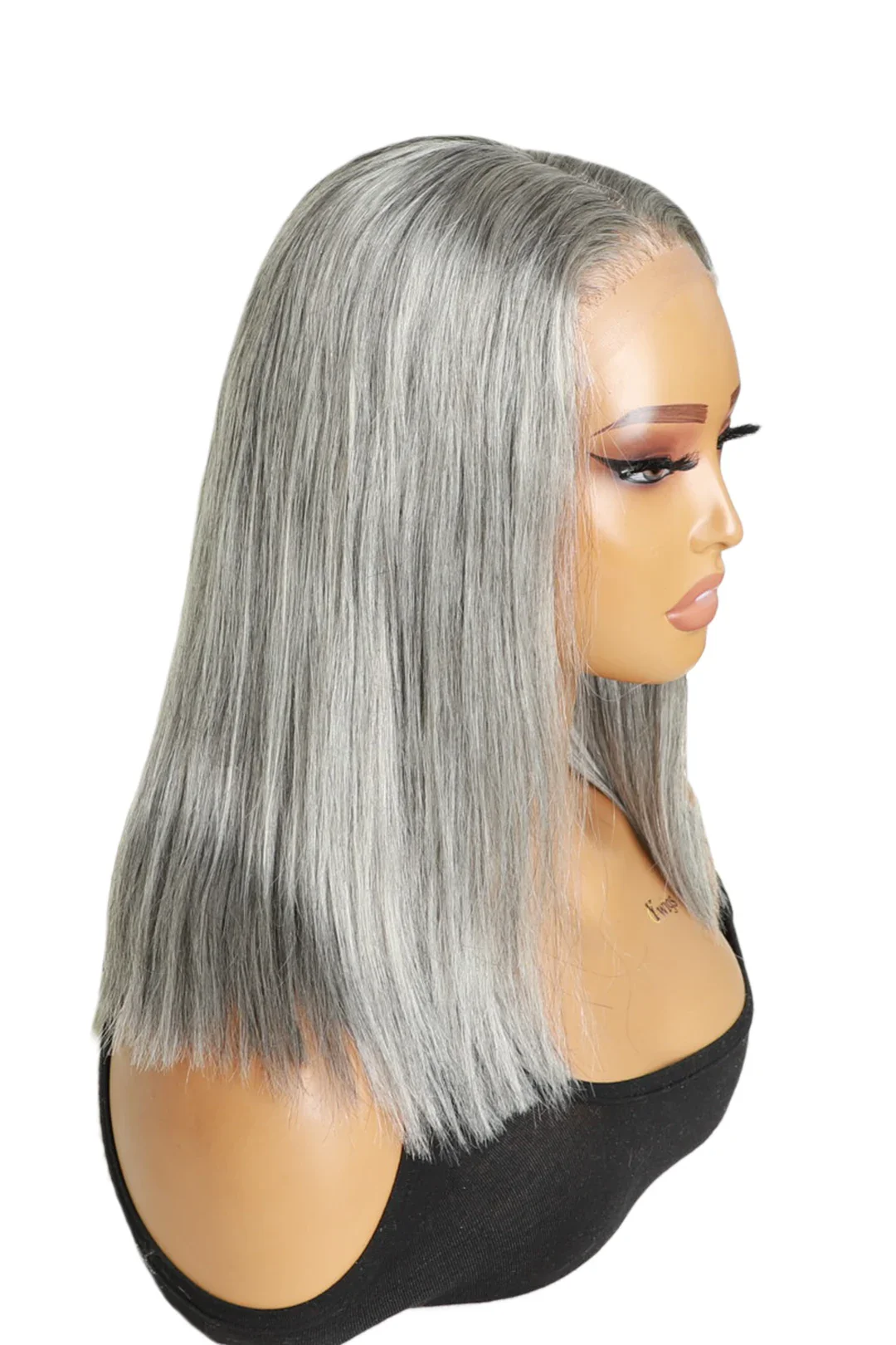 Salt and Pepper Bob 12 Inch 5x5 HD Closure Wig - Image 2