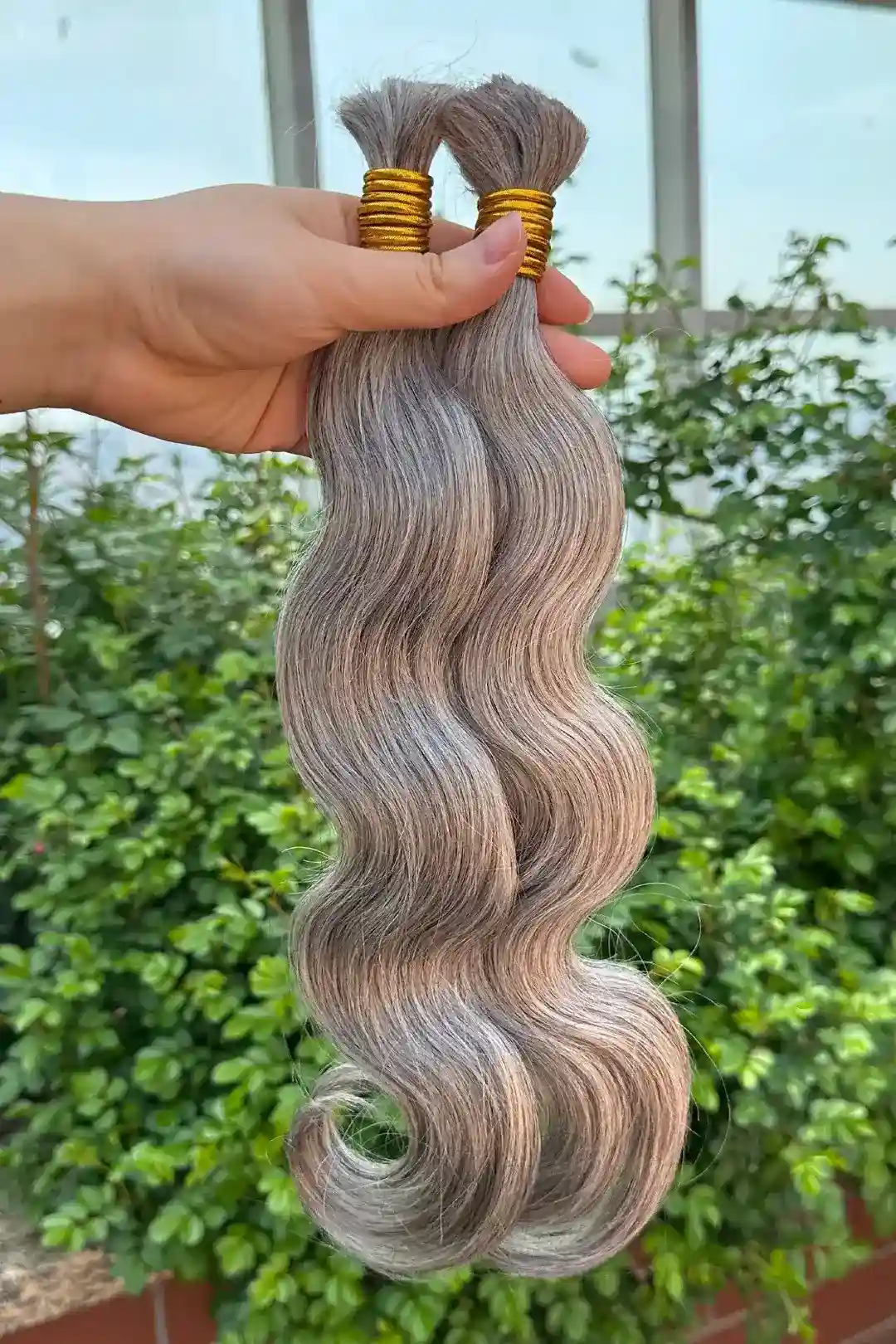 Salt and Pepper Bulk Hair Body Wave for Braiding 85% Gray BU32 - Image 3