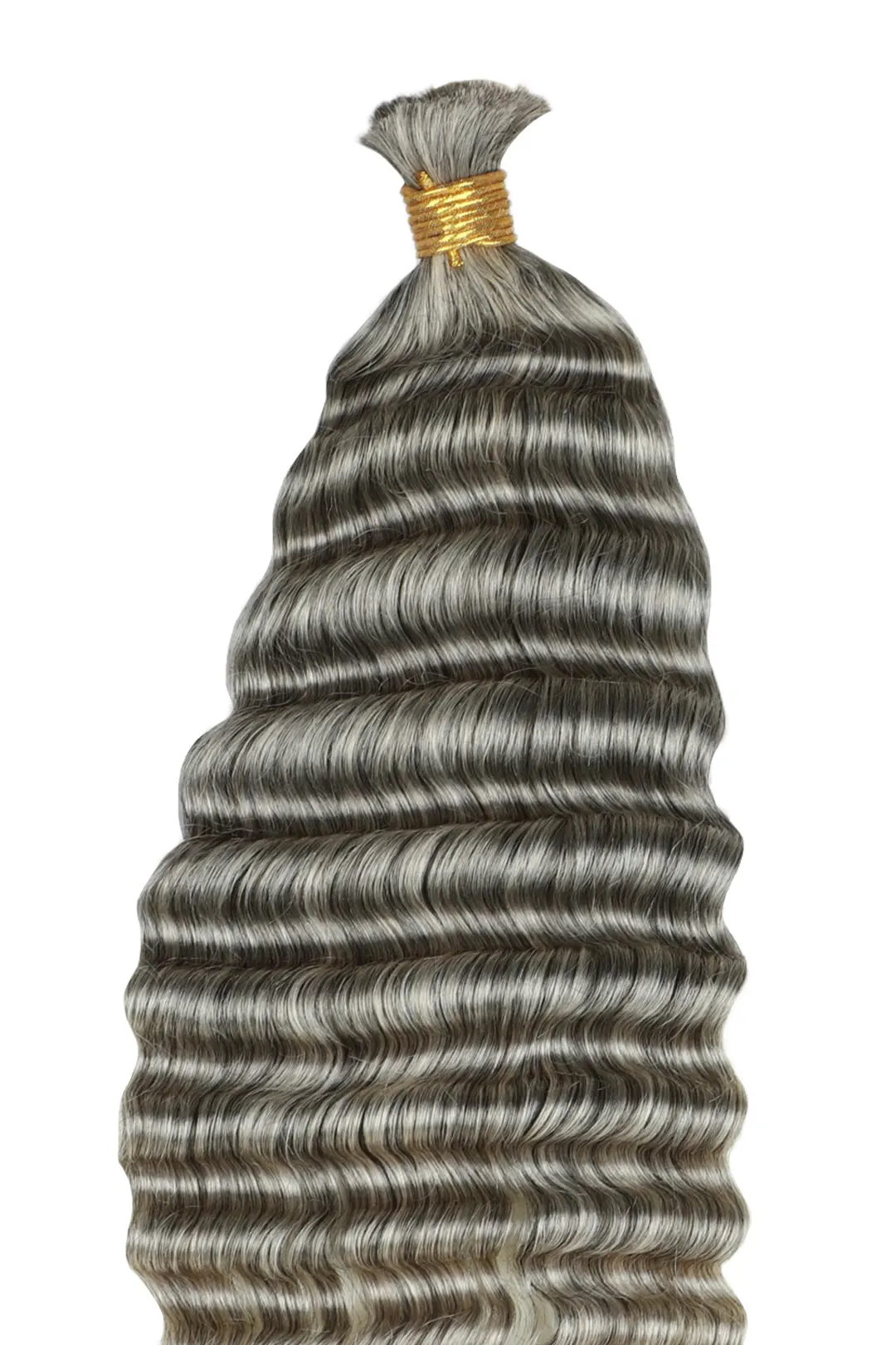 Salt and Pepper Bulk Hair Deep Wave for Braiding 85% Gray BU32 - Image 2
