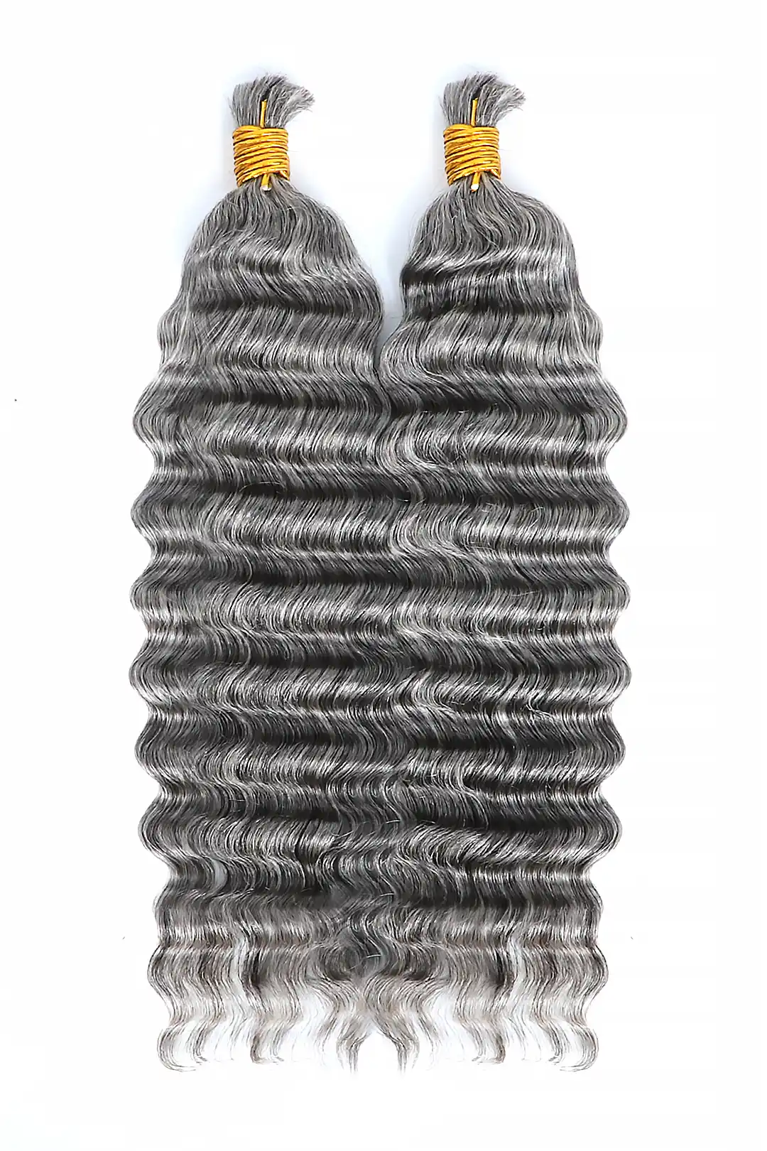Salt and Pepper Bulk Hair Deep Wave for Braiding 70% Gray BU32 - Image 2