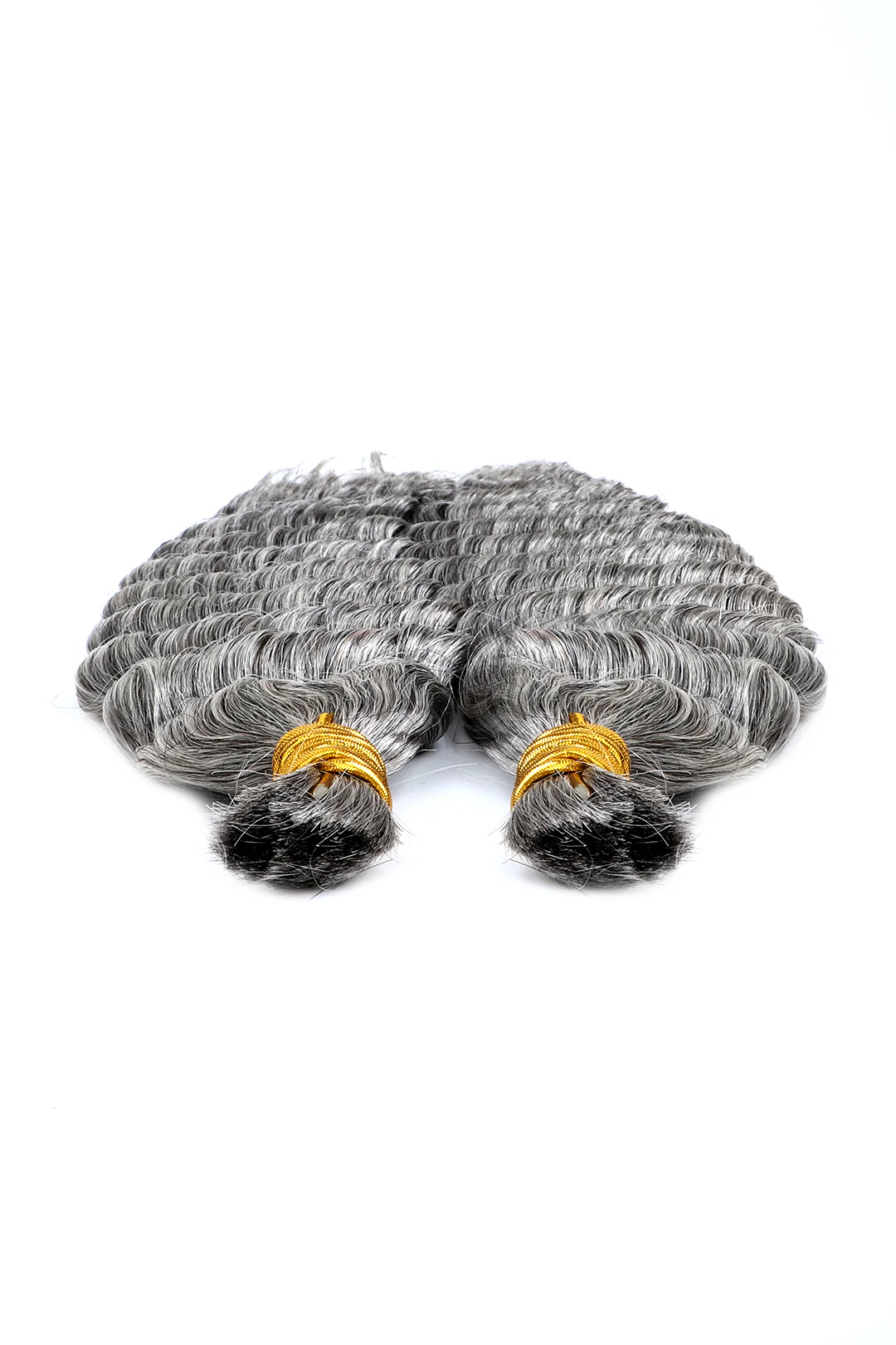 Salt and Pepper Bulk Hair Deep Wave for Braiding 70% Gray BU32 - Image 3