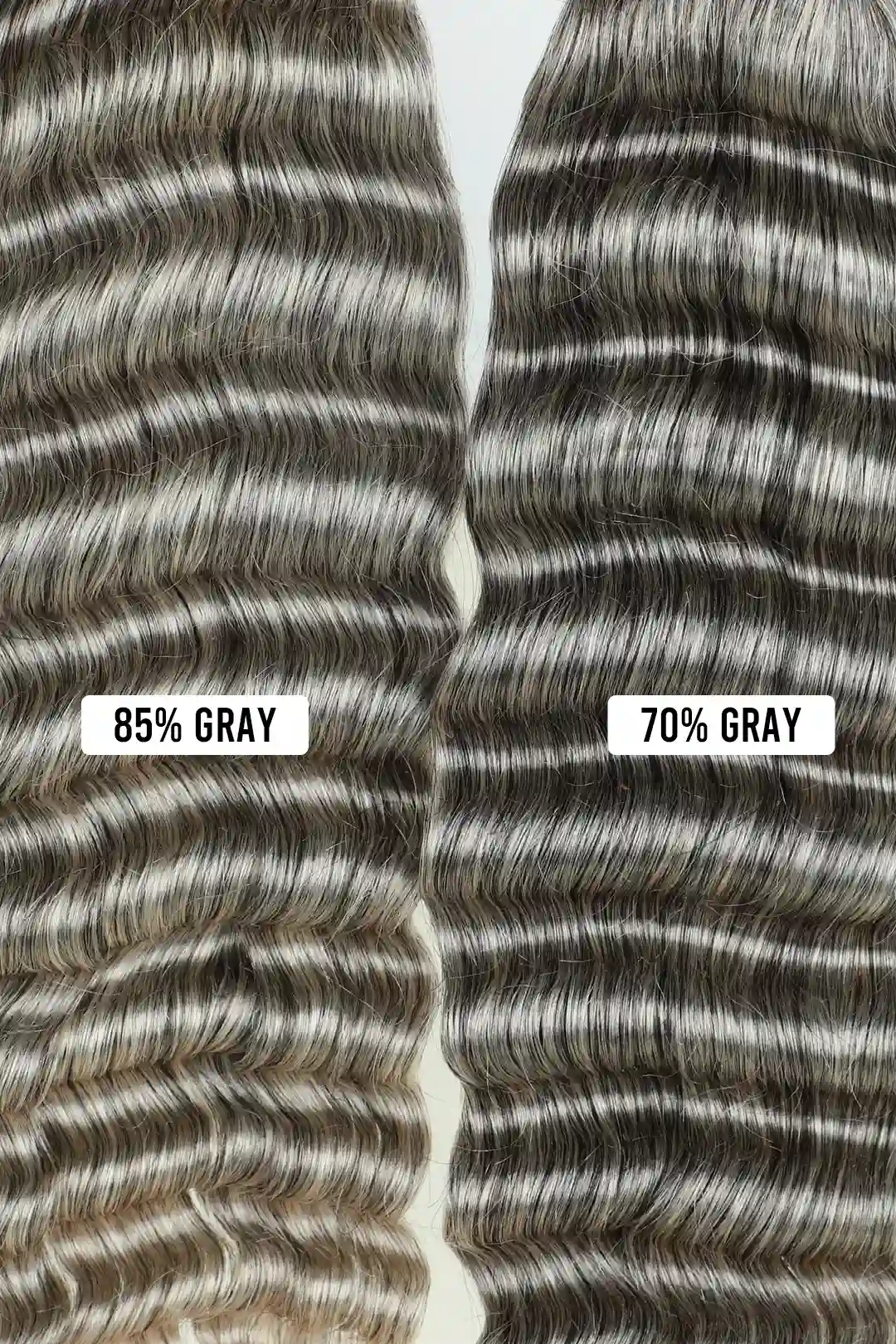 Salt and Pepper Bulk Hair Deep Wave for Braiding 70% Gray BU32 - Image 6