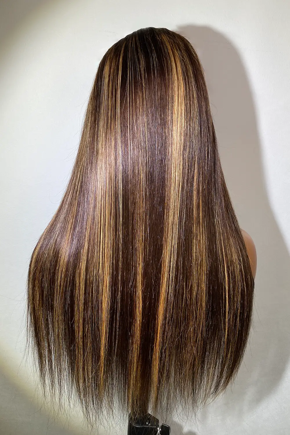 13x6 Glueless Hd Lace Brown Wig with Blonde Highlights Bone Straight - Image 5