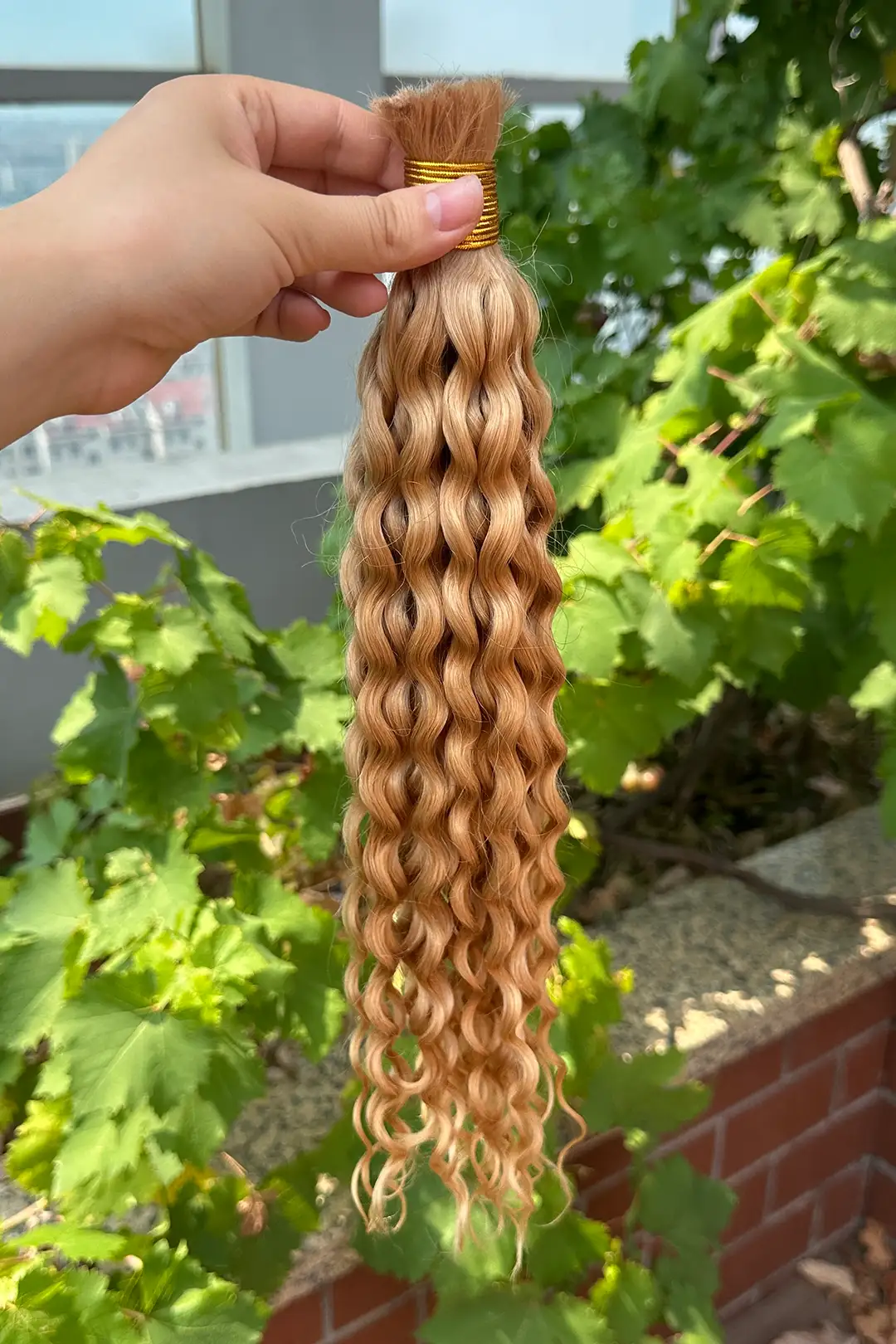 Double Drawn Strawberry Blonde Color Water Wave Bulk Human Hair BU43 - Image 2