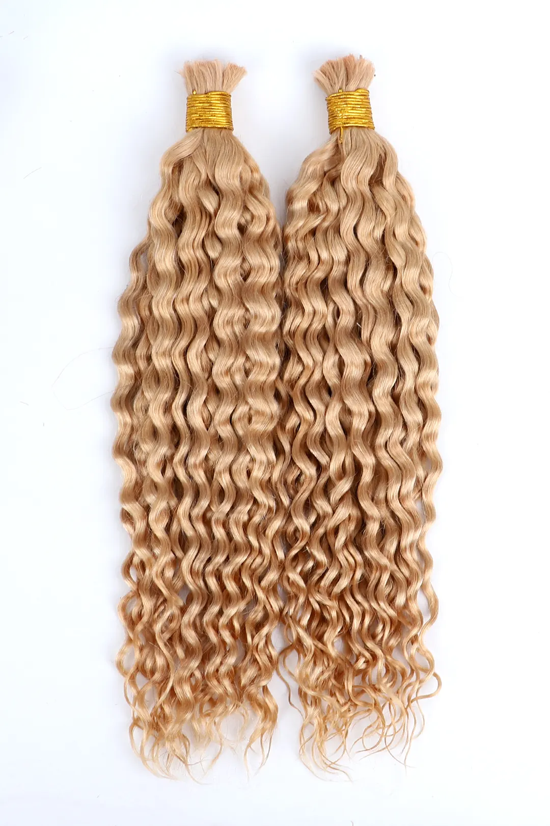 Double Drawn Strawberry Blonde Color Water Wave Bulk Human Hair BU43 - Image 4