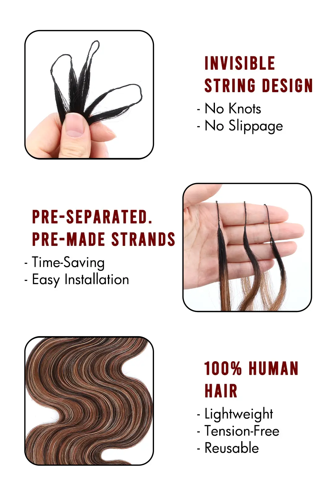 T-Natural Black Mixed 4/27/30 Body Wave Feather Crochet Human Hair - Image 6