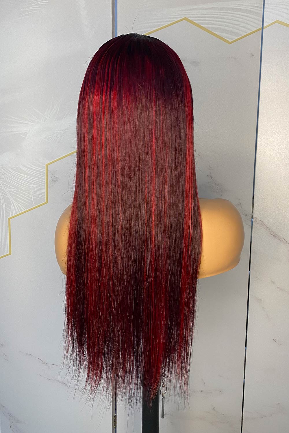 T Part Lace Wig 1B/Red Straight-TP07 - Image 4
