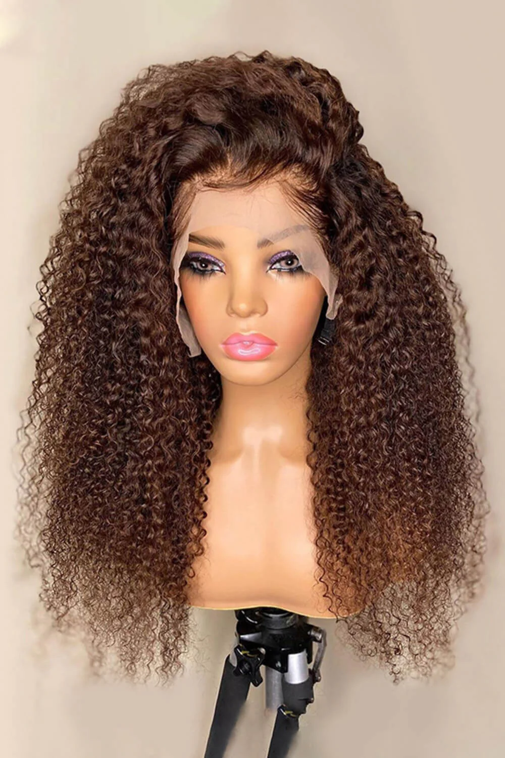 T Part Lace Wig Chocolate Color Curly-TP09 - Image 4