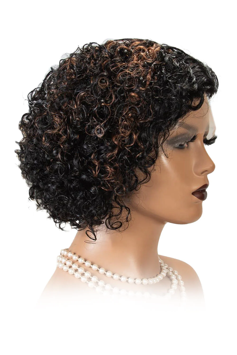 T Part Lace Wig Highlight Curly Bob-PB38 - Image 5