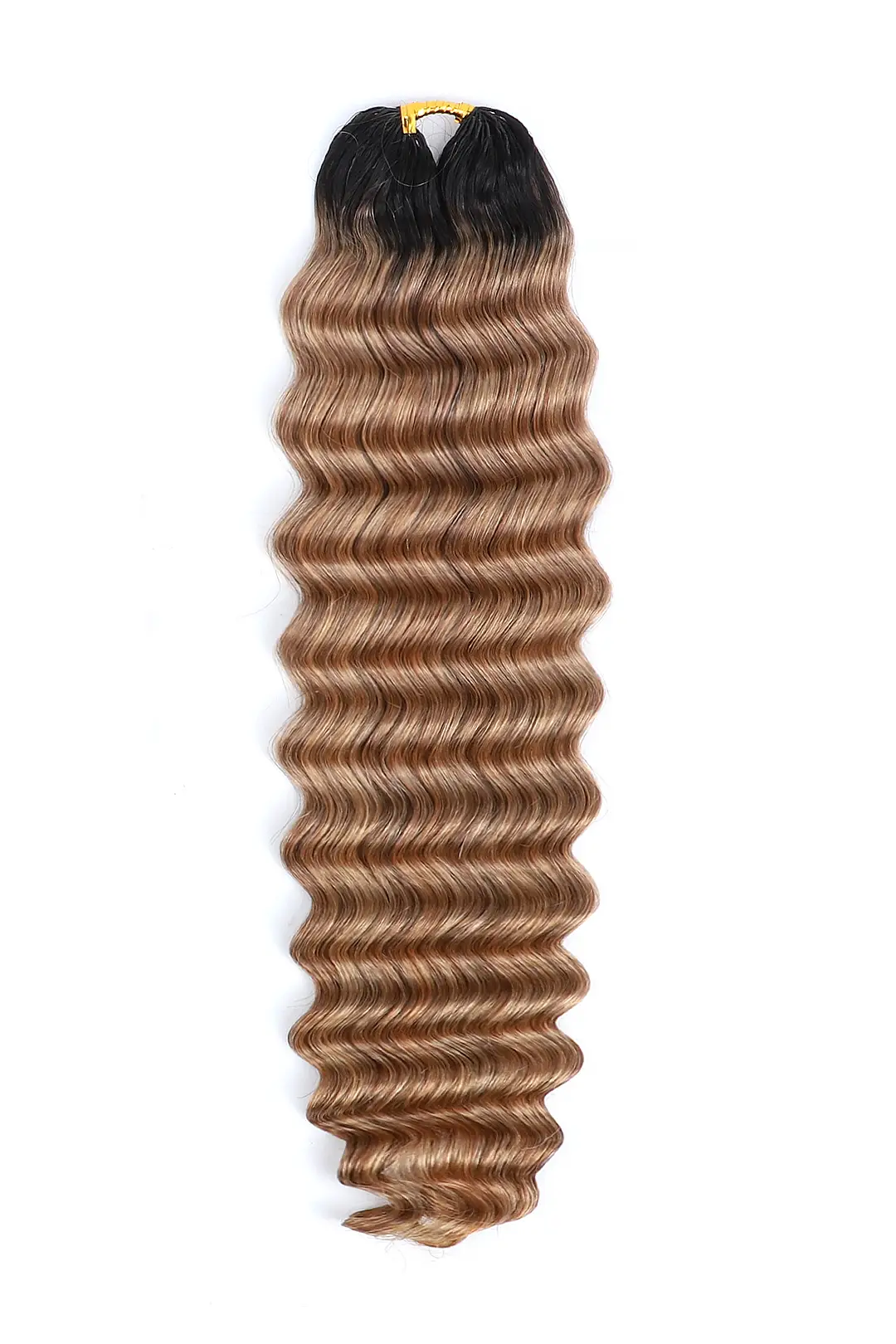 Honey Blonde Ombre Deep Wave Feather Crochet Hair - T1B/27 Human Hair