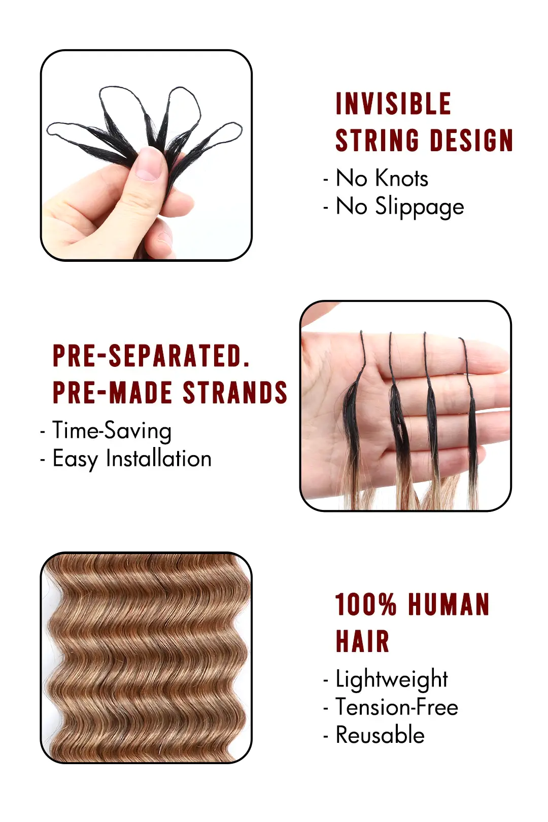 Honey Blonde Ombre Deep Wave Feather Crochet Hair - T1B/27 Human Hair - Image 6
