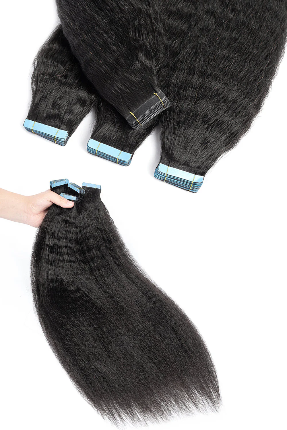 Kinky Straight Tape In Hair Extensions For Black Fine Hair Invisible - Image 3