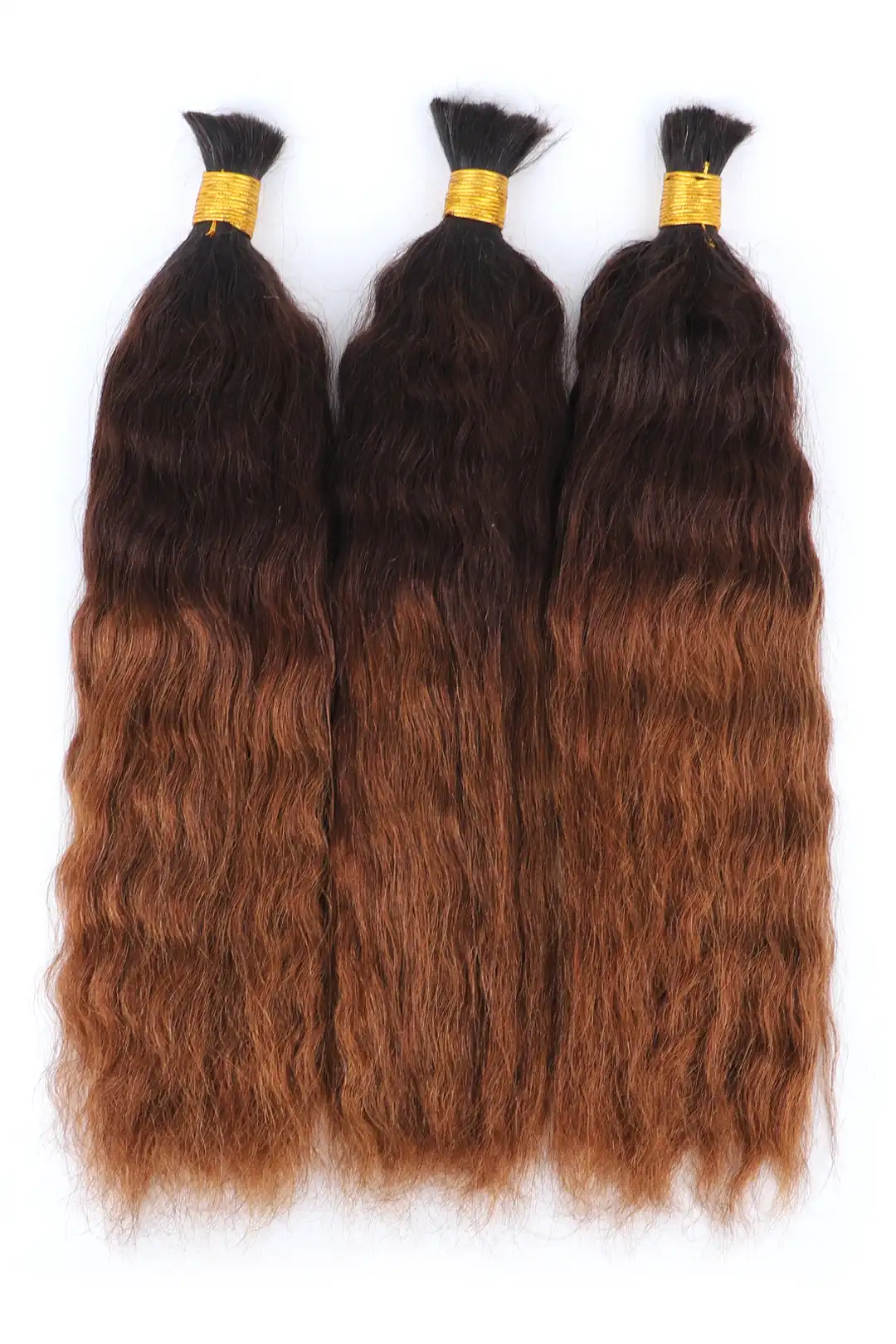 Three-tone Color 1B/4/30# Wet Wave Bulk Hair Double Drawn BU64 - Image 5
