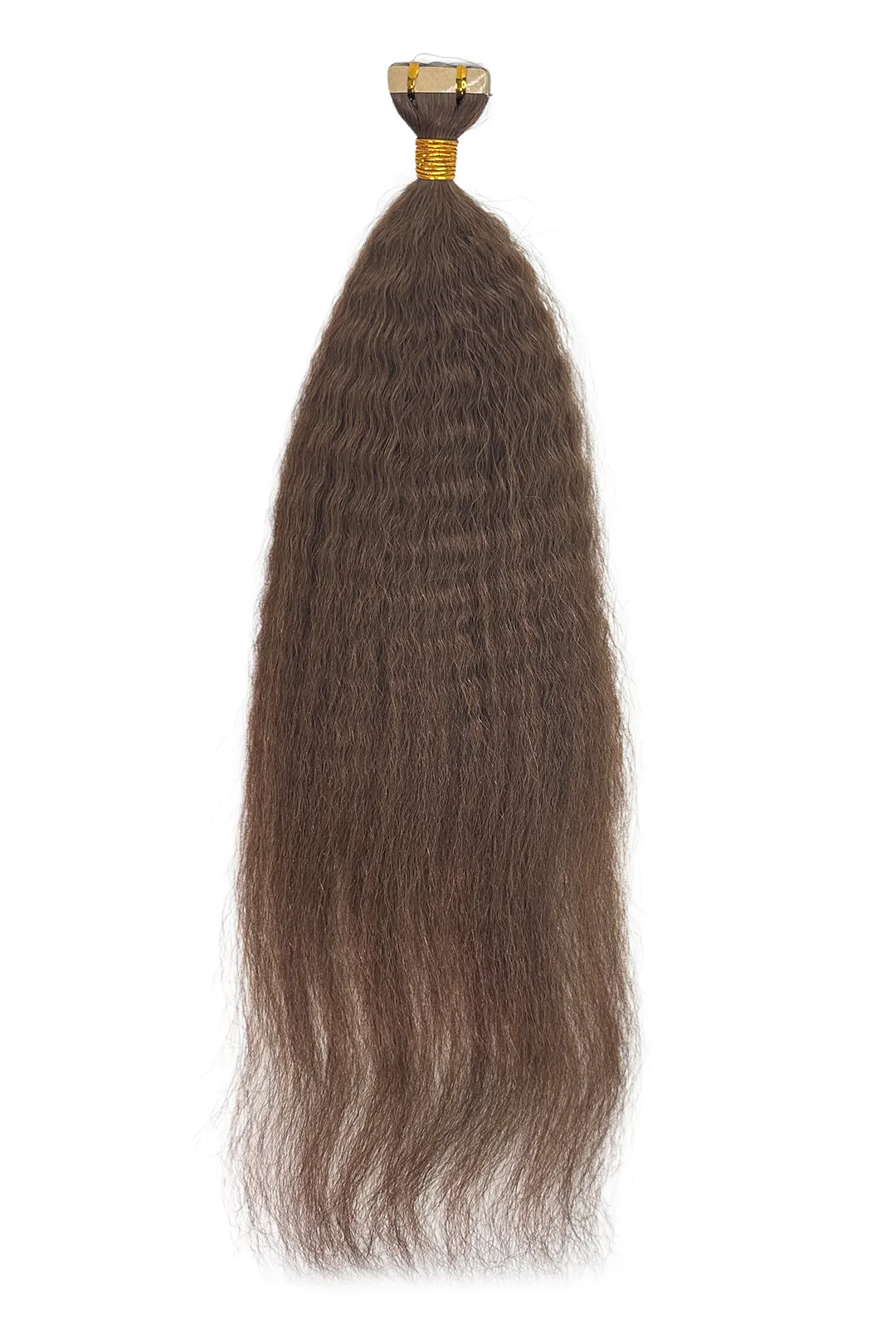 Ygwigs Dark Brown Kinky Straight Tape-In Hair Extensions Human Hair - Image 3