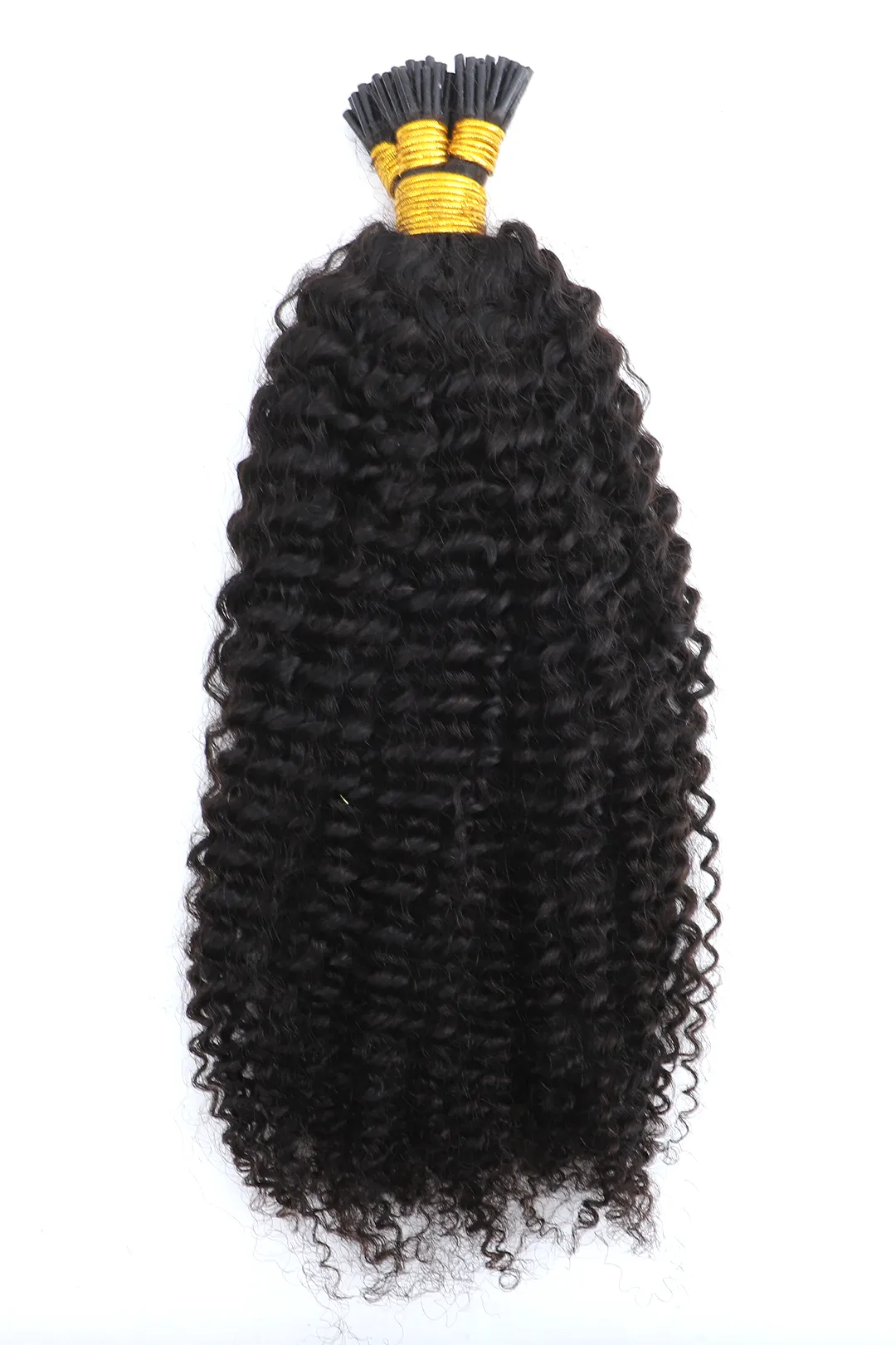 Ygwigs I Tip Black Hair Kinky Curly Remy Human Hair Extensions