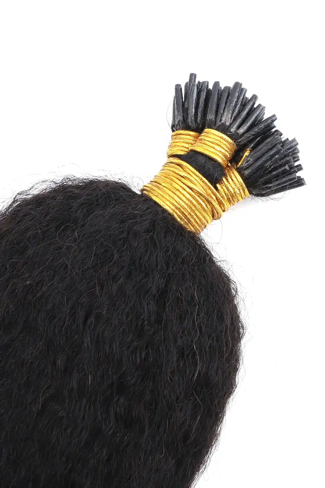 Ygwigs I Tip Black Hair Kinky Curly Remy Human Hair Extensions - Image 3