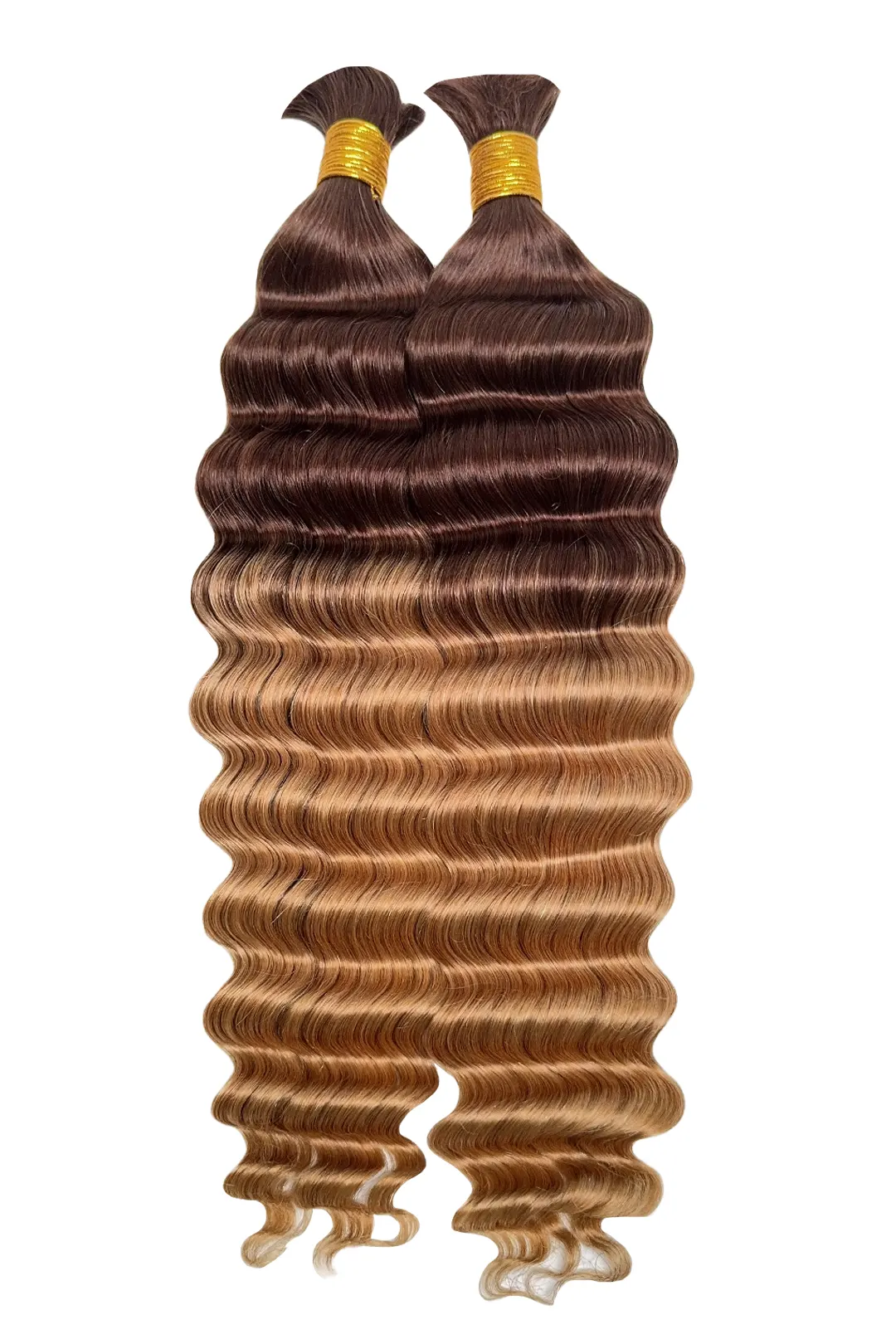 Two-tone Color #4/27 Deep Wave Bulk Hair Double Drawn BU61 - Image 2