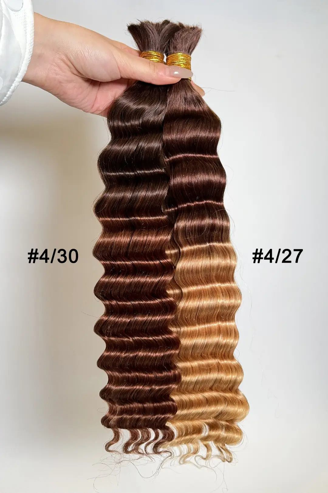 Two-tone Color #4/27 Deep Wave Bulk Hair Double Drawn BU61 - Image 4