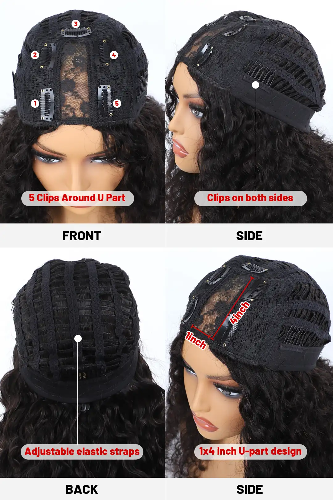 U Part Wig Deep Wave Human Hair Beginner Friendly - Image 5