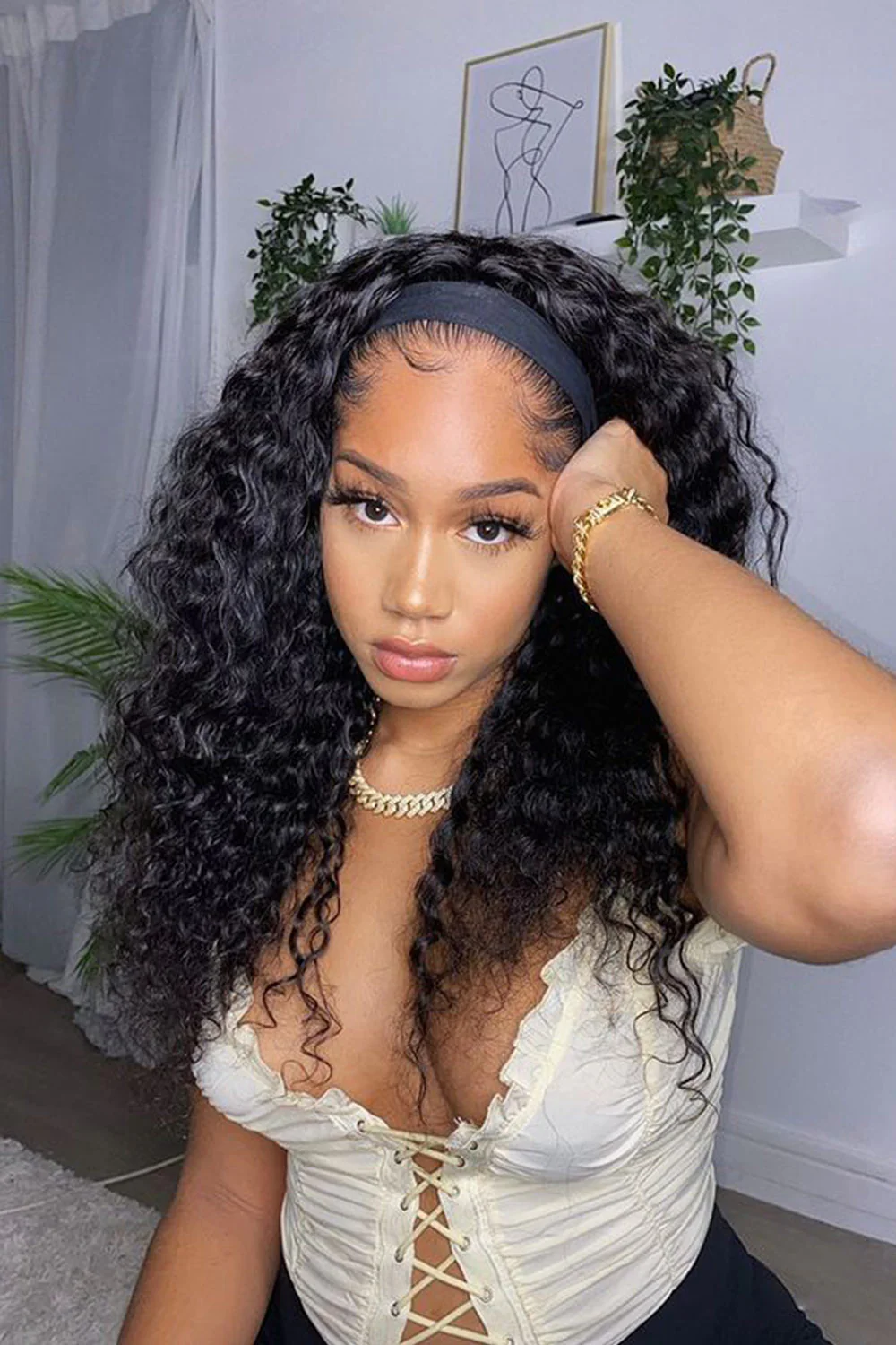 Water Wave Human Hair Headband Wig Styles HBW18 - Image 2