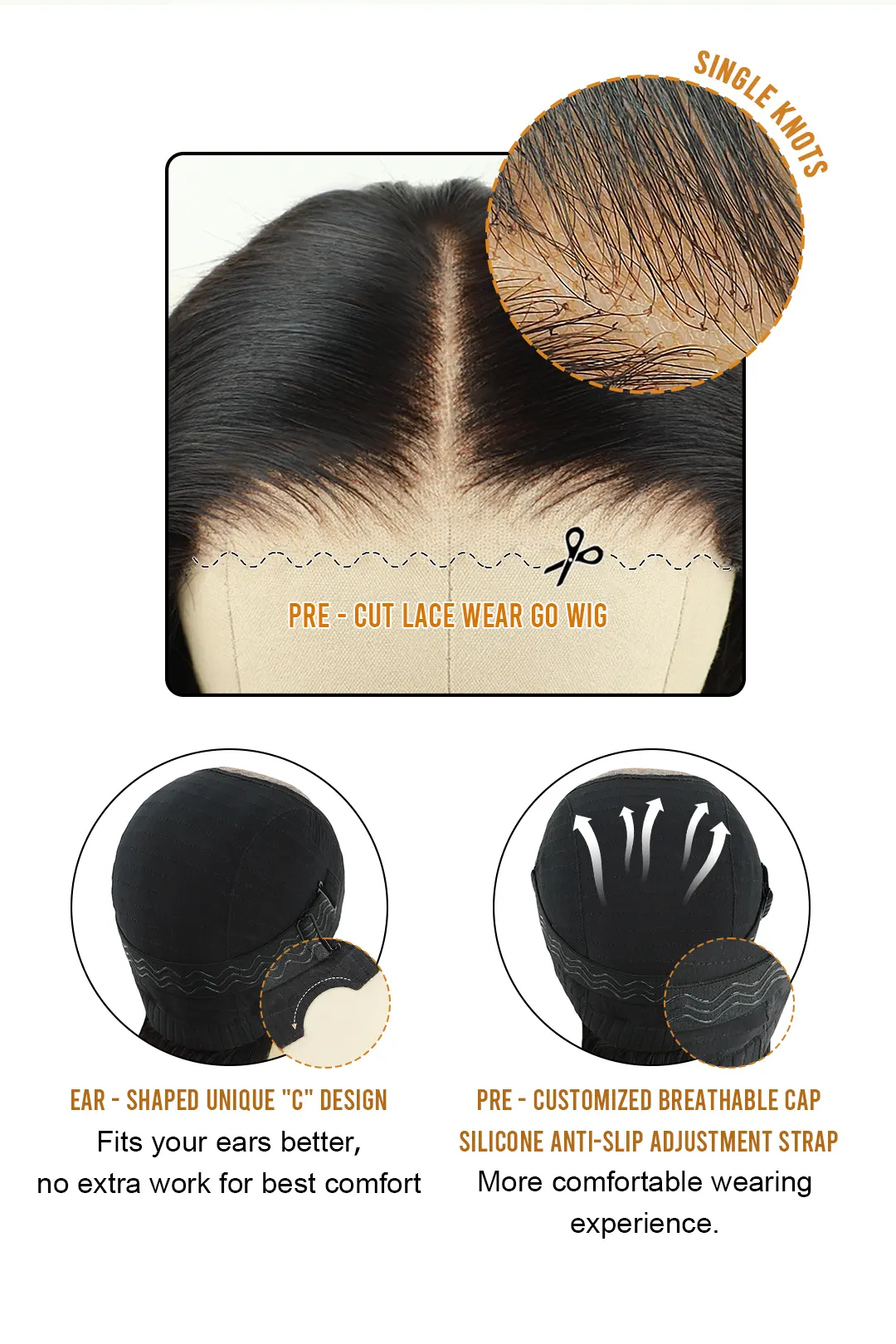 Wear and Go 6x5 Lace Frontal Wig Kinky Straight Human Hair - Image 4