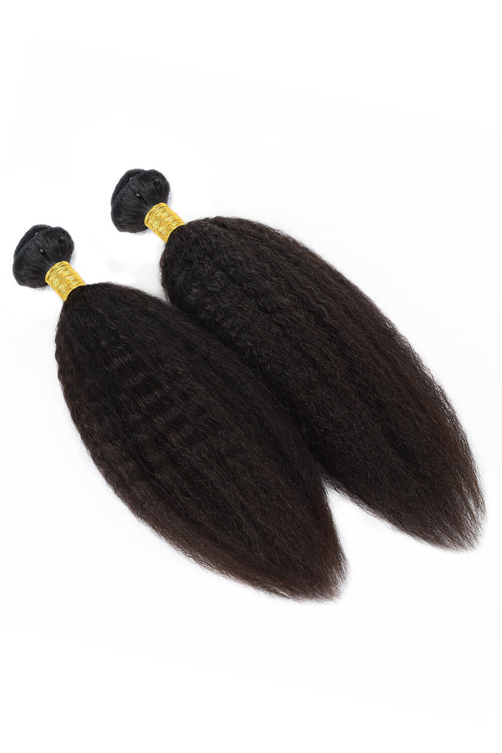 Weft Hair Extensions with Microbeads Kinky Straight Black Virgin Hair - Image 2