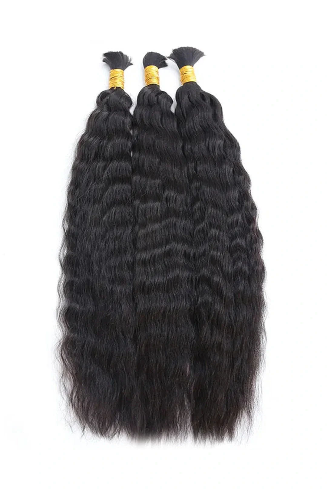 Double Drawn Wet & Wave Bulk Human Hair For Braiding Natural Black BU27 - Image 2