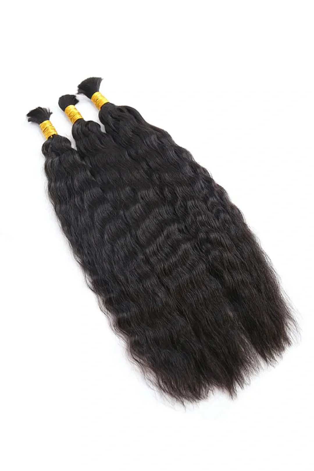 Double Drawn Wet & Wave Bulk Human Hair For Braiding Natural Black BU27 - Image 3