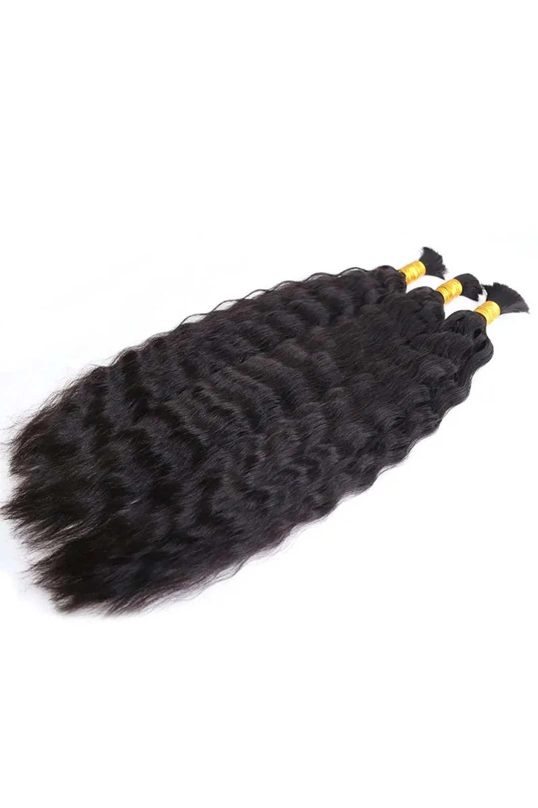Double Drawn Wet & Wave Bulk Human Hair For Braiding Natural Black BU27 - Image 5