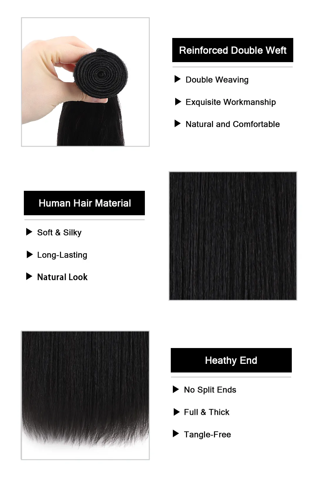 Yaki Brazilian Hair Bundles Sew in Extensions - Image 5