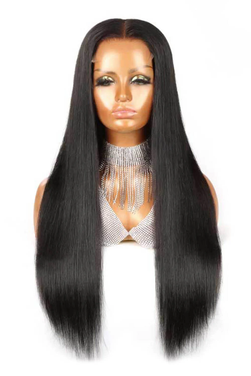 5x5 Lace Closure Wig Straight Human Hair Black Middle Part - Image 4