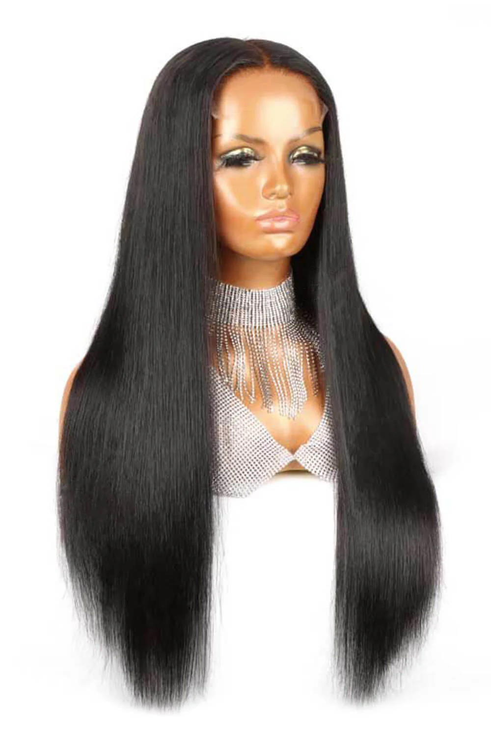 5x5 Lace Closure Wig Straight Human Hair Black Middle Part - Image 5