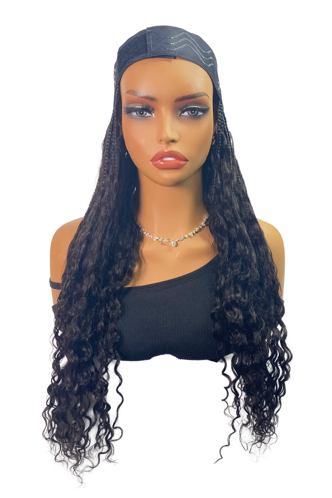 Ygwigs Braided Headband Boho Style with Human Hair Curls - Image 4