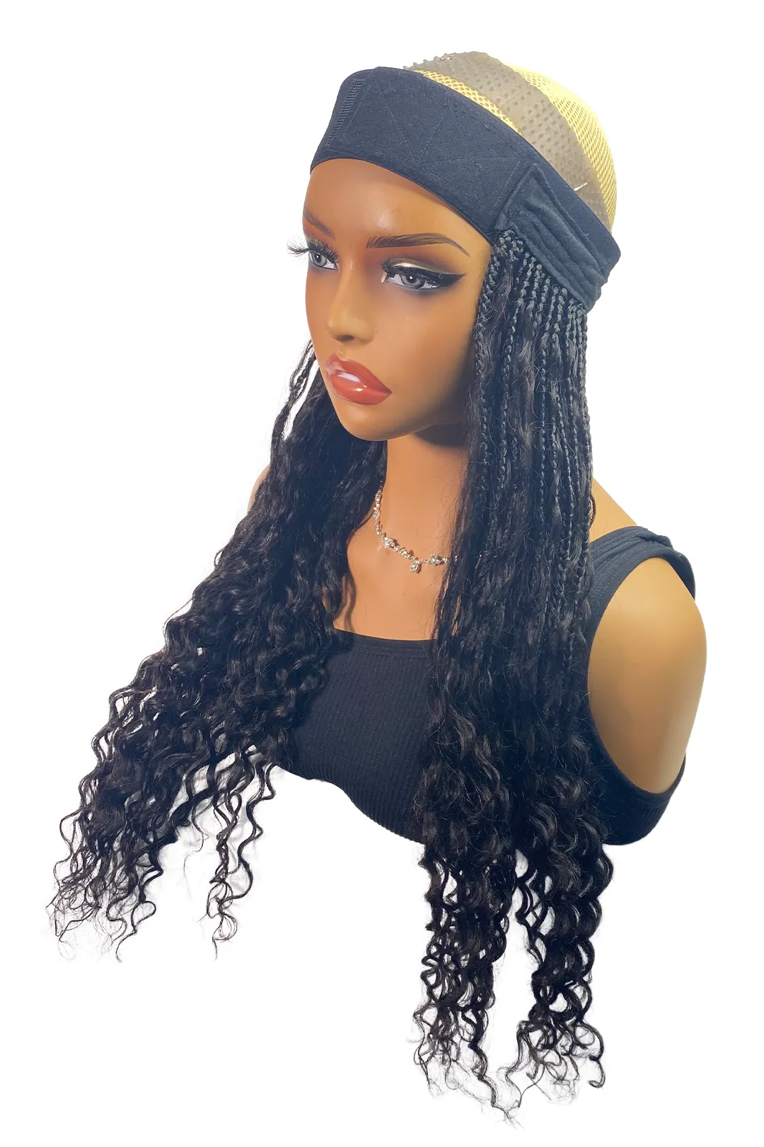 Ygwigs Braided Headband Boho Style with Human Hair Curls - Image 5
