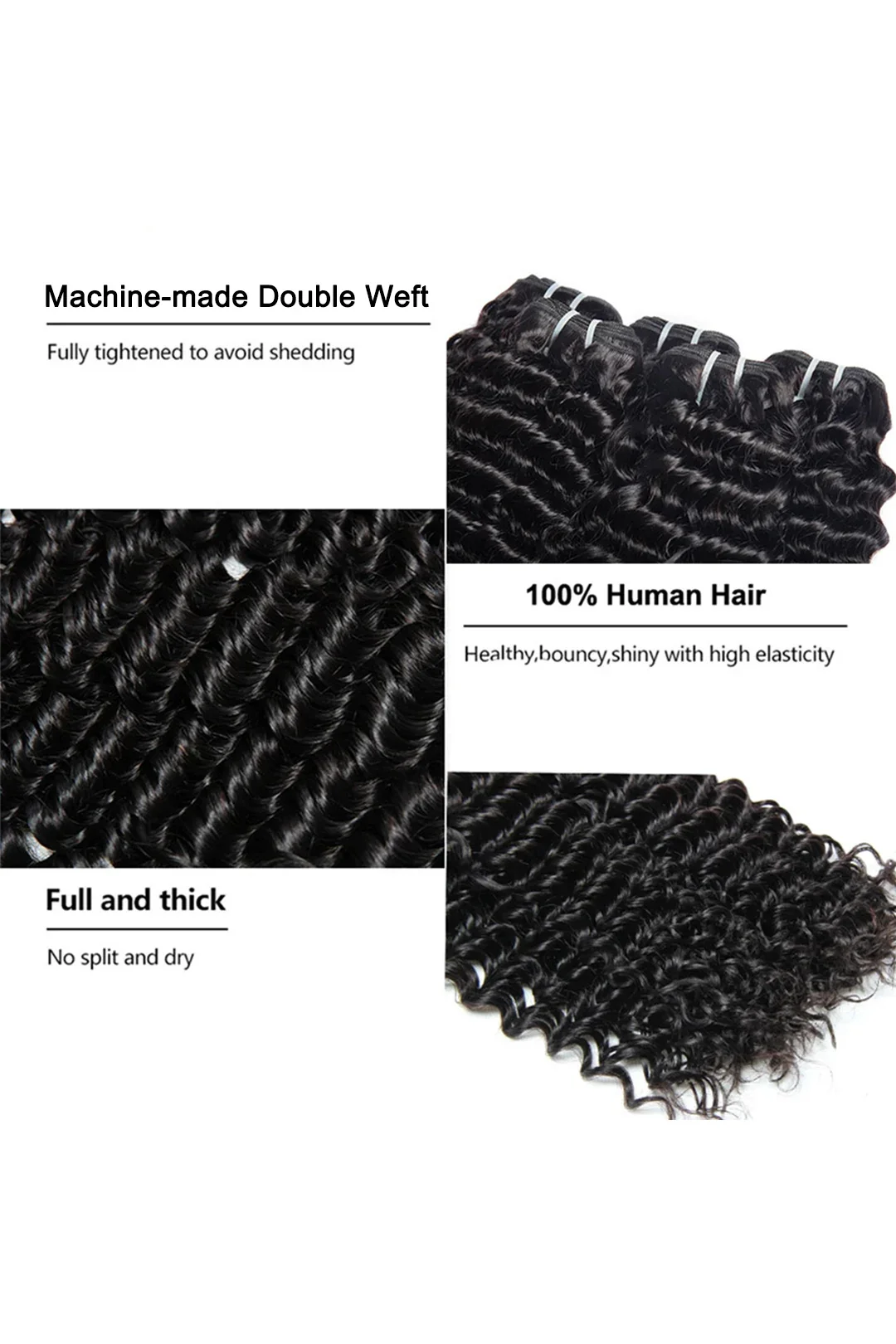 Cambodia Virgin Hair Bundles Sew in Extensions Deep Wave - Image 5